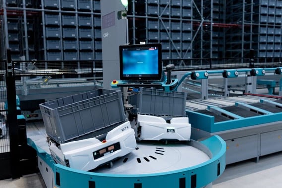 Hardware-as-a-service Exotec autonomous mobile robots (AMRs) for warehouses